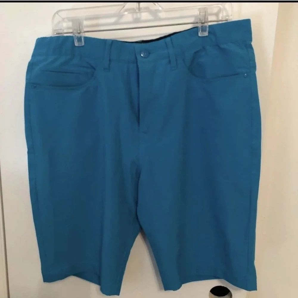 G-Mac Apparel Blue Flat Front Bermuda Golf Performance Shorts Mens 34